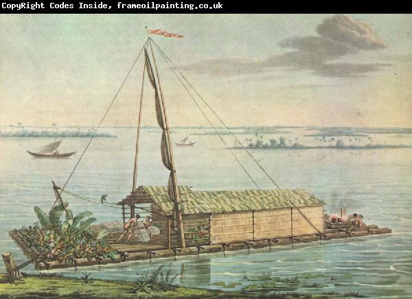 unknow artist Alexandria von Humboldt anvande that raft pa Guayaquilfloden in Ecuador wonder its sydameri maybe expedition 1799-1804